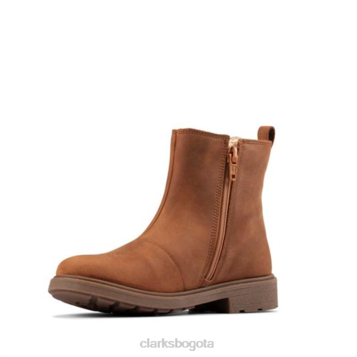 Clarks 0DX8L5756 cuero bronceado astrol orkid clarks de cuero bronceado niños cuero marrón
