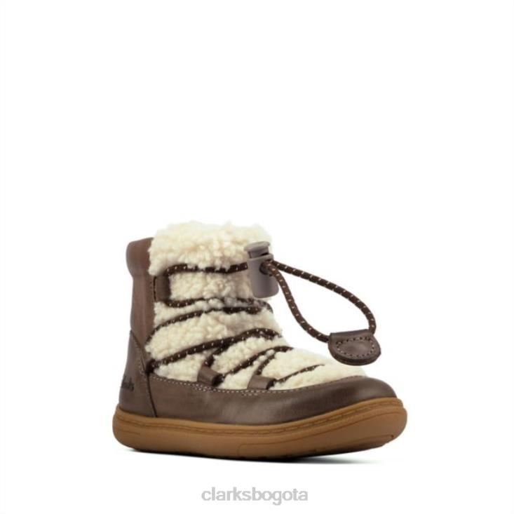 Clarks 0DX8L5788 clarks de cuero marrón flash moon niño de cuero marrón unisexo cuero marrón