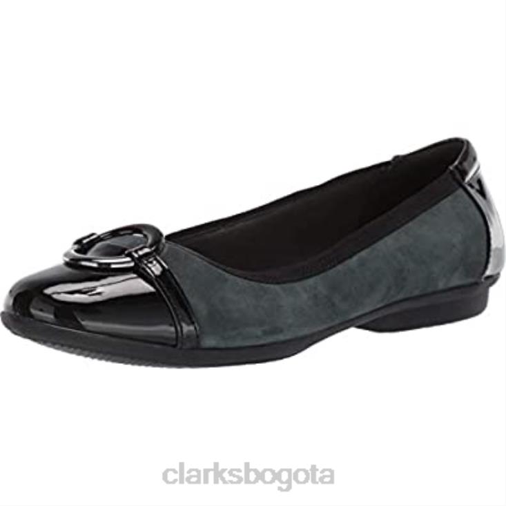 Clarks 0DX8L580 Vestido combi de mujer Gracelwind de ante verde oscuro bailarinas planas mujer combi ante verde oscuro