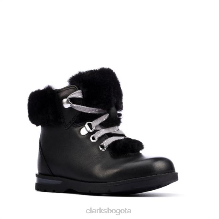 Clarks 0DX8L5801 Clarks Dabi Hiker de cuero negro para niños pequeños de cuero negro unisexo cuero negro