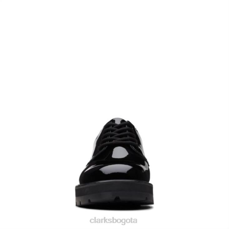 Clarks 0DX8L5814 praga encaje juvenil charol negro charol negro clarks niños charol negro