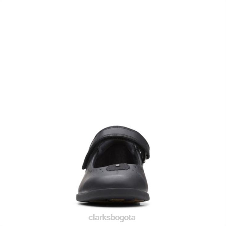 Clarks 0DX8L5817 clarks barra mágica de cuero negro cuero negro antiguo niños cuero negro