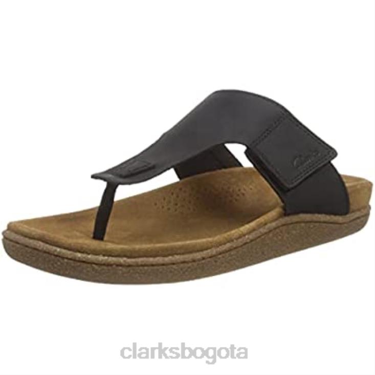 Clarks 0DX8L582 clarks pilton post chanclas de cuero negro para hombre hombres cuero negro