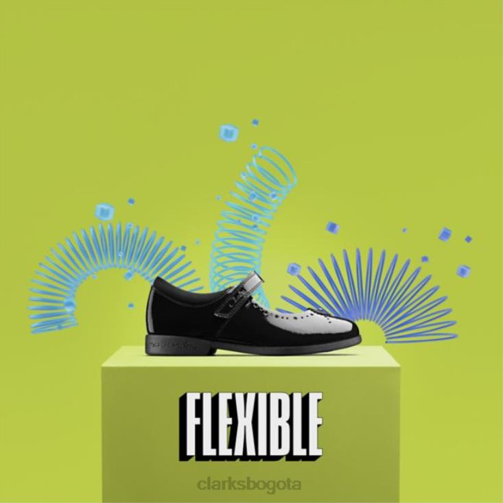 Clarks 0DX8L5822 magic step bar niño charol negro charol negro clarks niños charol negro