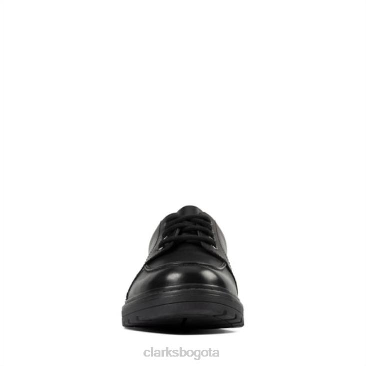 Clarks 0DX8L5830 loxham pace juvenil cuero negro clarks de cuero negro niños cuero negro