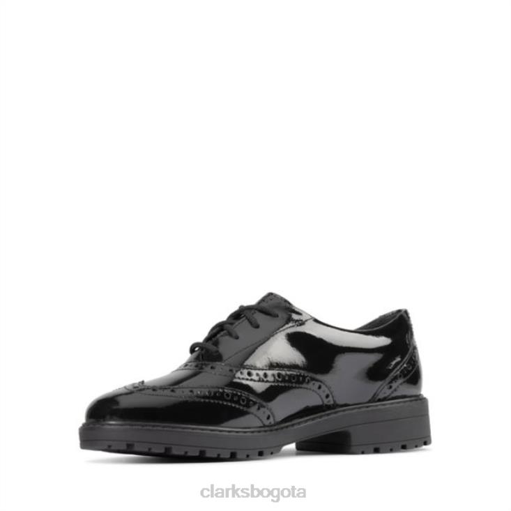 Clarks 0DX8L5837 loxham brogue juvenil charol negro charol negro clarks niños charol negro