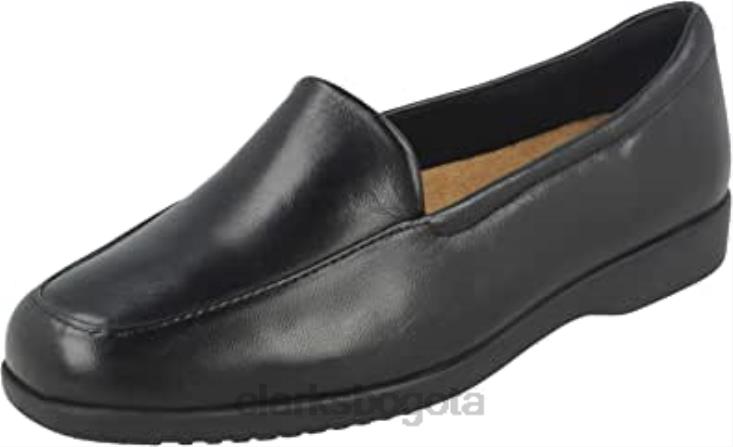 Clarks 0DX8L584 Zapatos planos estilo mocasín clarks para mujer georgia cuero negro unisexo