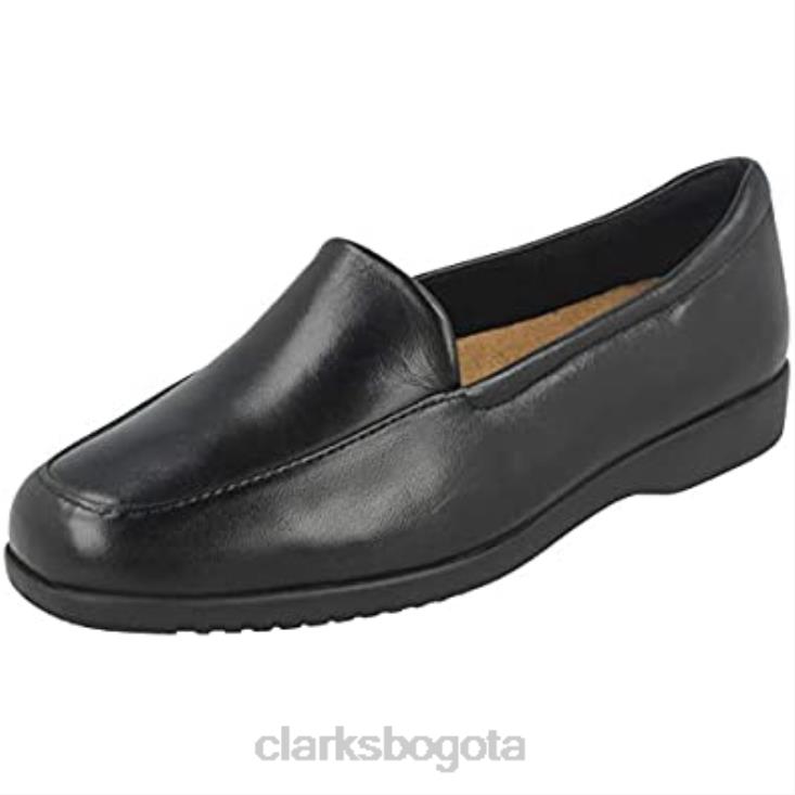 Clarks 0DX8L584 Zapatos planos estilo mocasín clarks para mujer georgia cuero negro unisexo