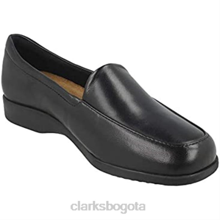 Clarks 0DX8L584 Zapatos planos estilo mocasín clarks para mujer georgia cuero negro unisexo