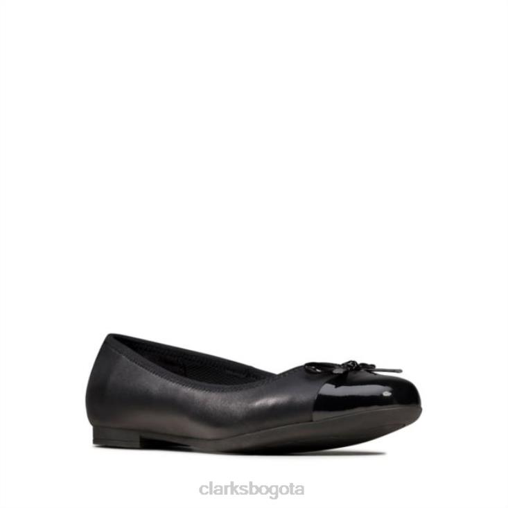 Clarks 0DX8L5847 scala bloom juvenil cuero negro clarks cuero negro niños cuero negro