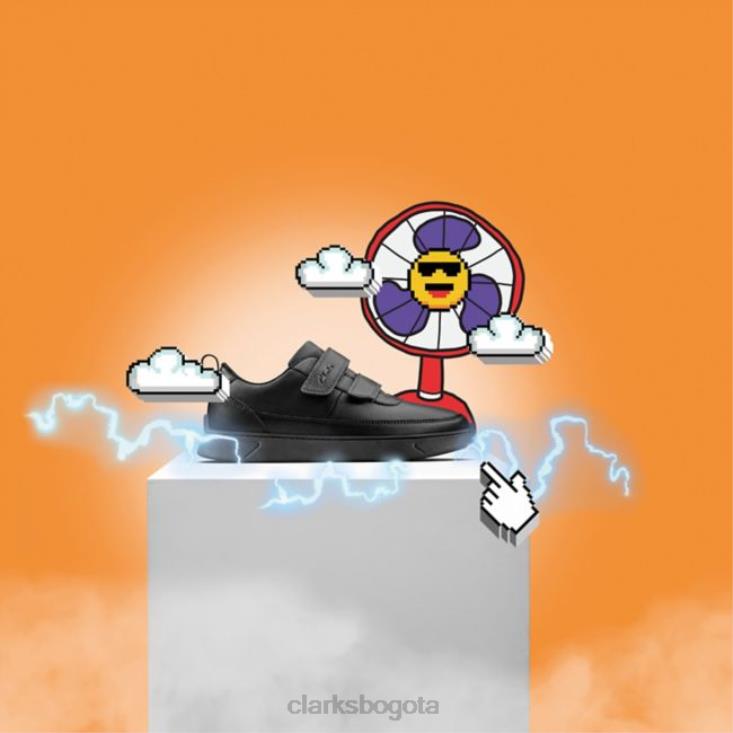 Clarks 0DX8L5851 clarks de cuero negro vibrante g bajo niño cuero negro niños cuero negro