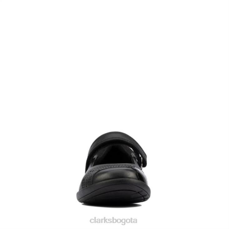 Clarks 0DX8L5855 grabado haz niño cuero negro clarks cuero negro niños cuero negro