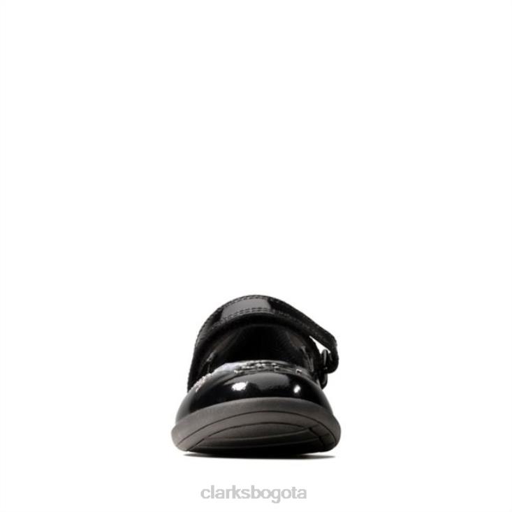 Clarks 0DX8L5865 Clarks charol negro grabado spark kid charol negro niños charol negro
