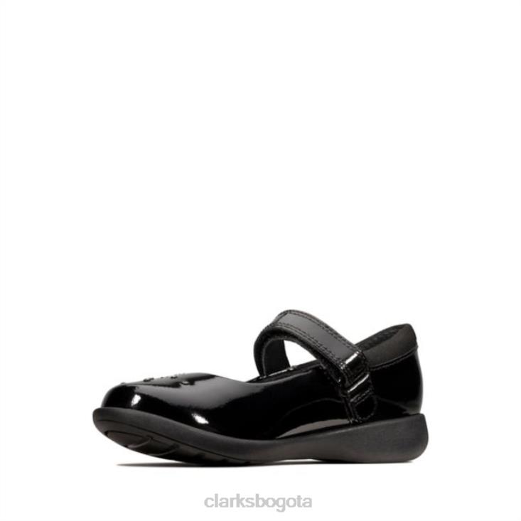 Clarks 0DX8L5865 Clarks charol negro grabado spark kid charol negro niños charol negro