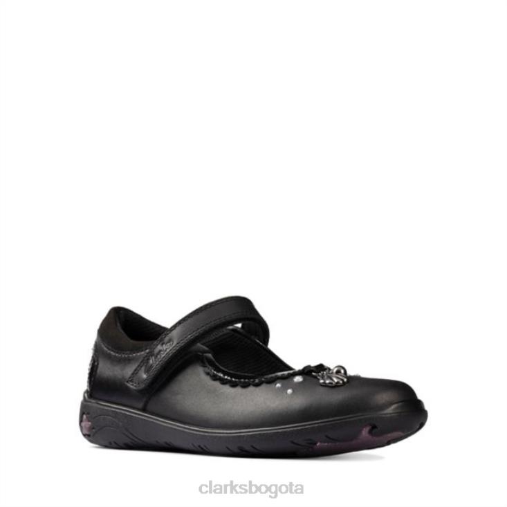Clarks 0DX8L5866 clarks sea shimmer niño cuero negro cuero negro niños cuero negro