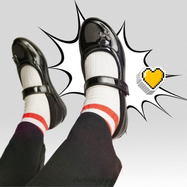 Clarks 0DX8L5870 vibrante trail kid charol negro charol negro clarks niños charol negro