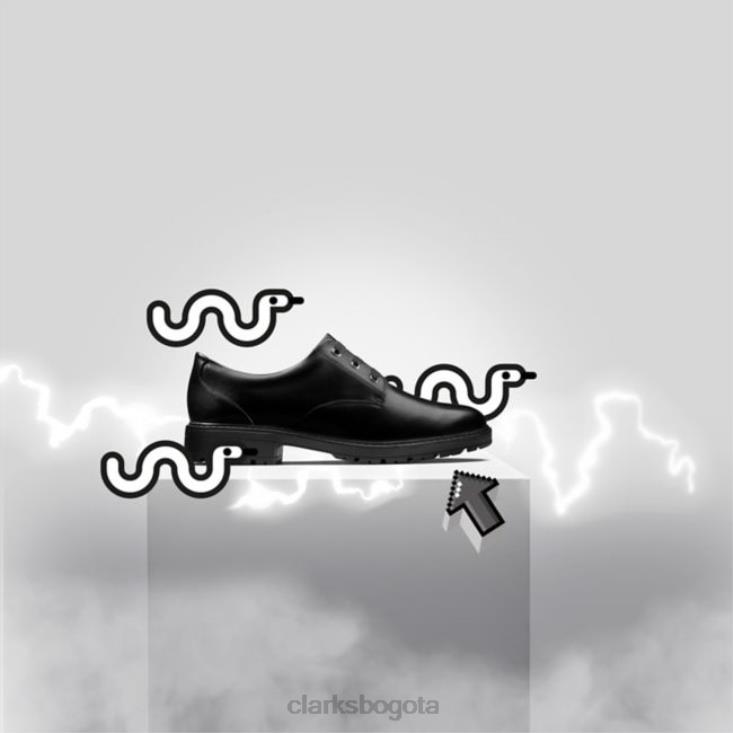 Clarks 0DX8L5871 dempster encaje juvenil cuero negro clarks cuero negro niños cuero negro