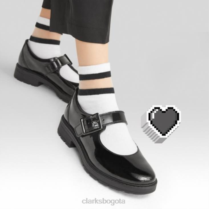 Clarks 0DX8L5872 charol negro clarks loxham walk juvenil charol negro unisexo charol negro