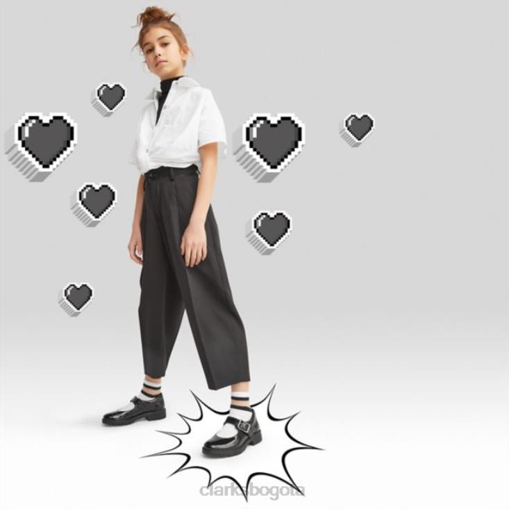 Clarks 0DX8L5872 charol negro clarks loxham walk juvenil charol negro unisexo charol negro