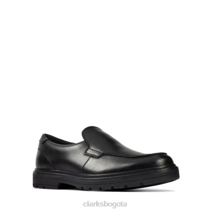 Clarks 0DX8L5878 loxham grove juvenil cuero negro clarks de cuero negro niños cuero negro