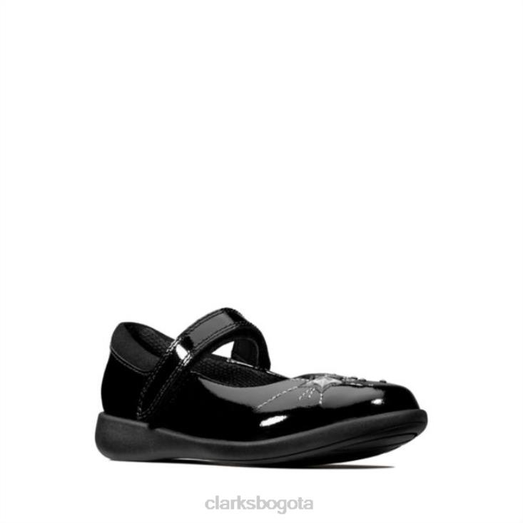 Clarks 0DX8L5885 grabado chispa niño charol negro clarks black charol niños charol negro