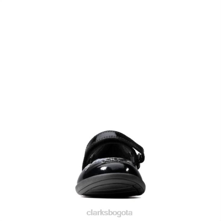 Clarks 0DX8L5885 grabado chispa niño charol negro clarks black charol niños charol negro