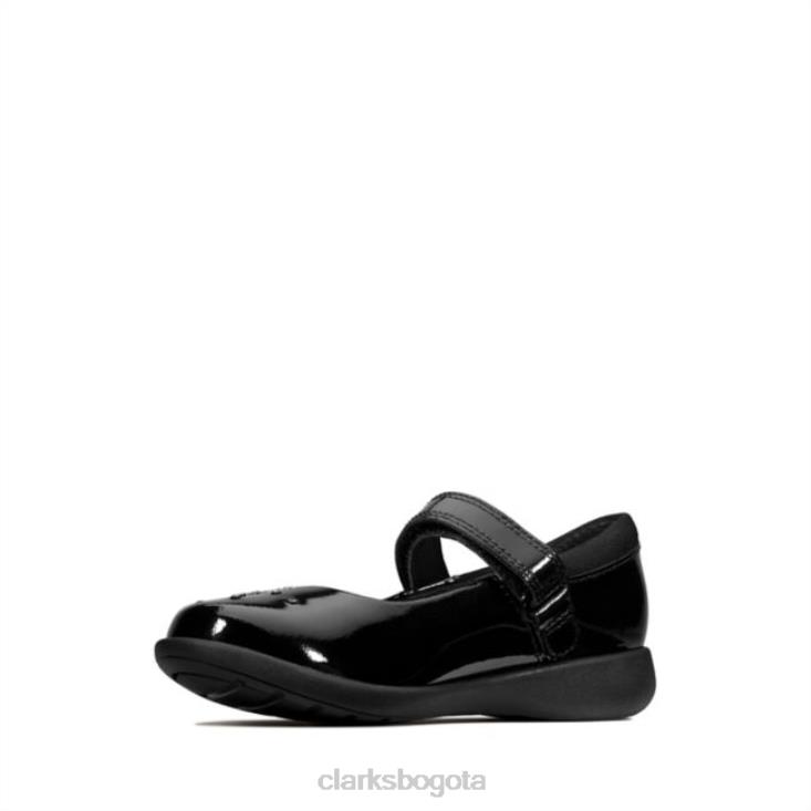 Clarks 0DX8L5885 grabado chispa niño charol negro clarks black charol niños charol negro