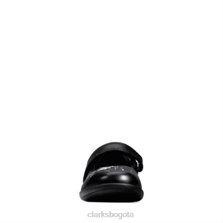 Clarks 0DX8L5887 grabado chispa niño cuero negro clarks cuero negro niños cuero negro