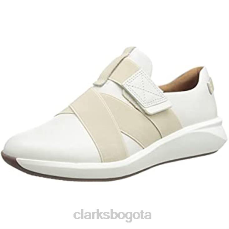 Clarks 0DX8L589 zapatillas un rio strap mujer clarks piel blanca mujer cuero blanco