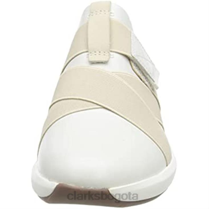 Clarks 0DX8L589 zapatillas un rio strap mujer clarks piel blanca mujer cuero blanco