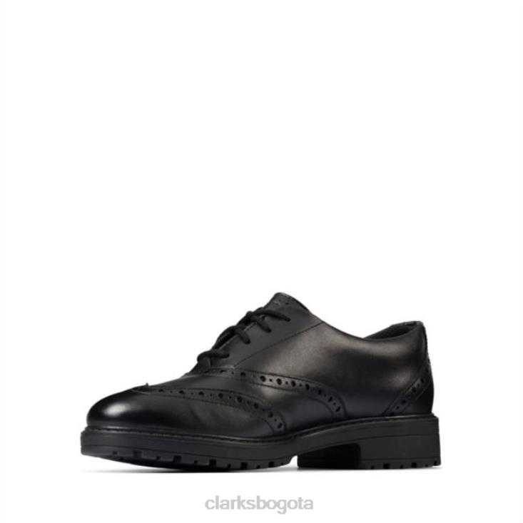 Clarks 0DX8L5897 clarks cuero negro loxham brogue juvenil cuero negro niños cuero negro