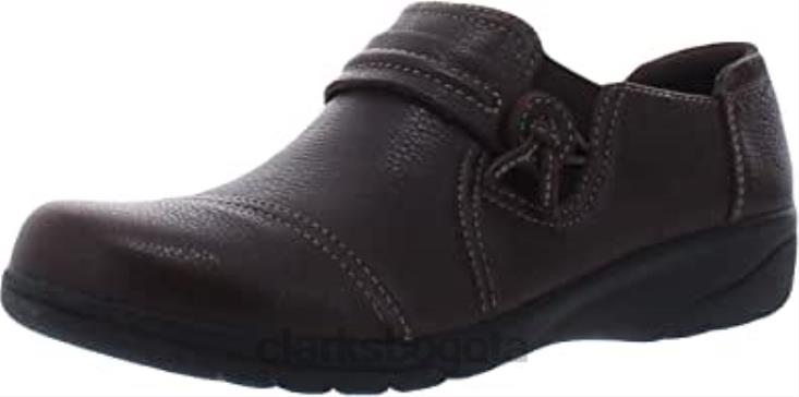 Clarks 0DX8L59 Mocasines sin cordones clarks cheyn madi de piel caída marrón oscuro para mujer mujer cuero caído marrón oscuro