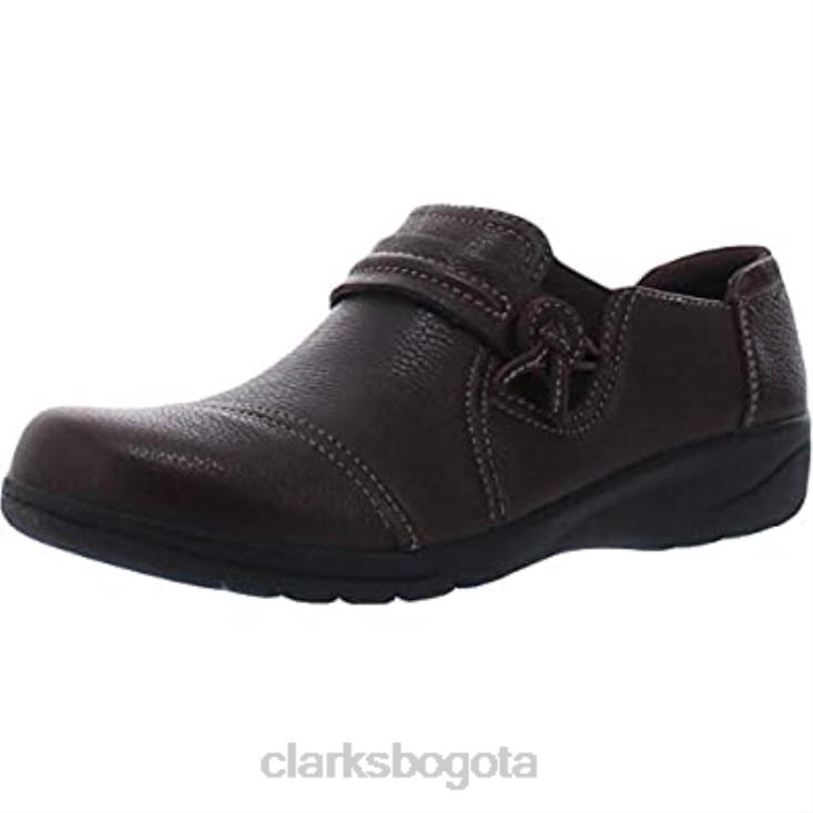 Clarks 0DX8L59 Mocasines sin cordones clarks cheyn madi de piel caída marrón oscuro para mujer mujer cuero caído marrón oscuro