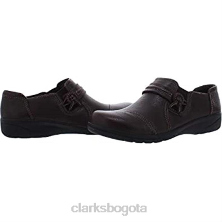 Clarks 0DX8L59 Mocasines sin cordones clarks cheyn madi de piel caída marrón oscuro para mujer mujer cuero caído marrón oscuro