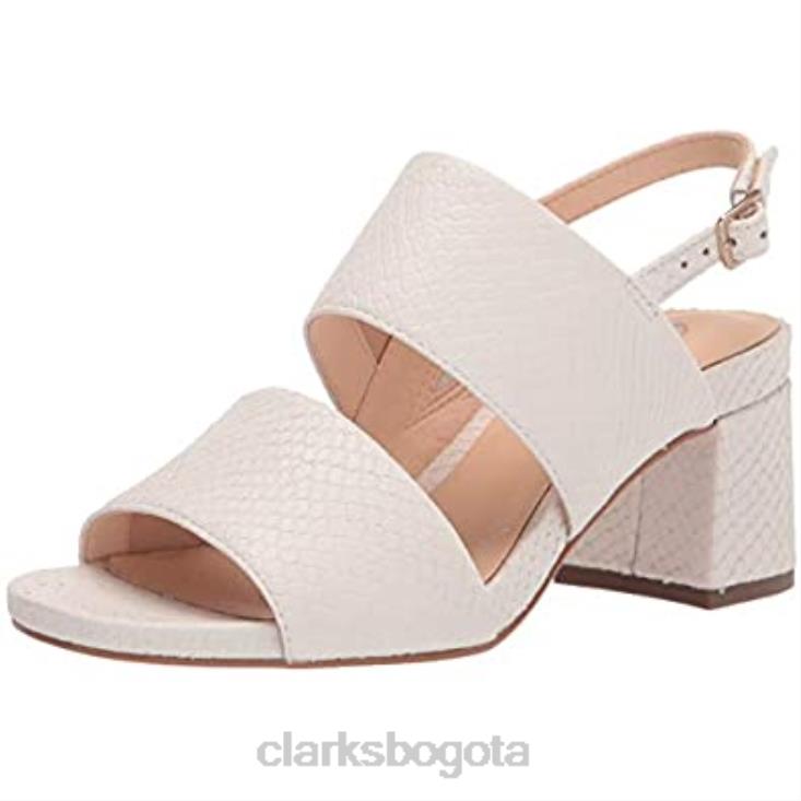 Clarks 0DX8L590 sandalia de tacón con tiras transparentes 55 para mujer serpiente blanca clarks mujer serpiente blanca