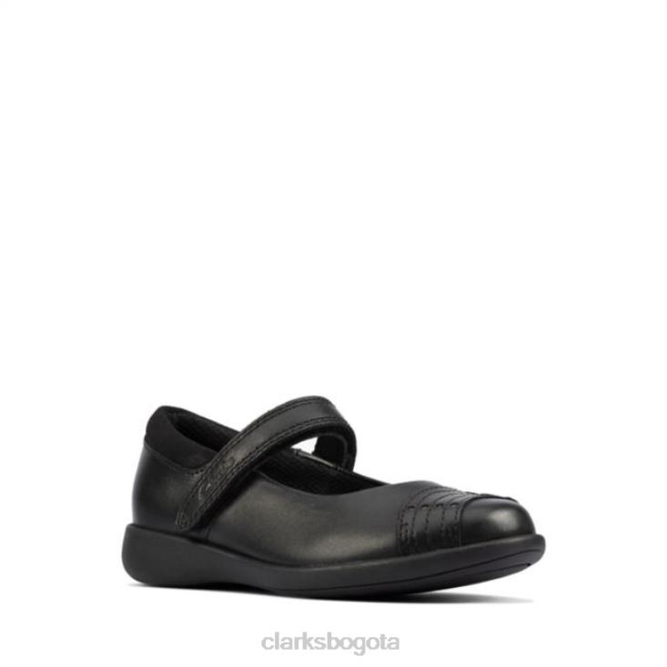 Clarks 0DX8L5900 clarks de cuero negro para niños pequeños grabados en cuero negro niños cuero negro