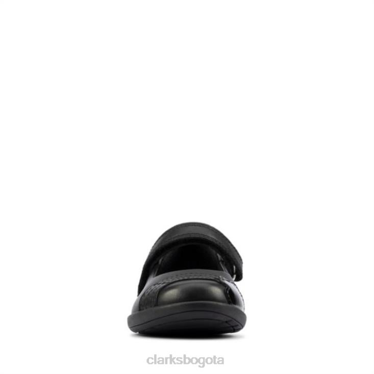 Clarks 0DX8L5900 clarks de cuero negro para niños pequeños grabados en cuero negro niños cuero negro