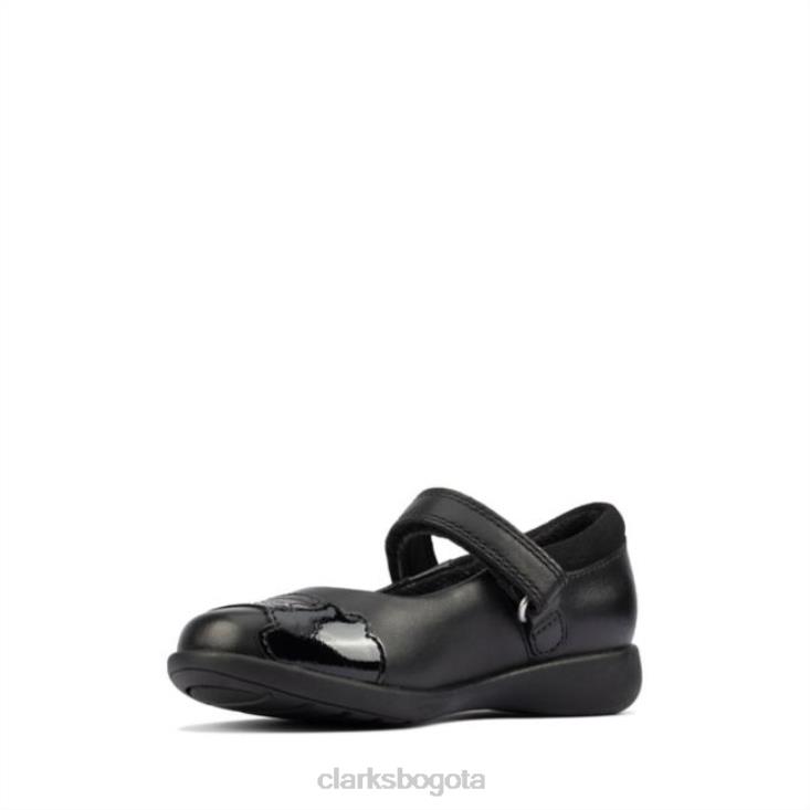 Clarks 0DX8L5900 clarks de cuero negro para niños pequeños grabados en cuero negro niños cuero negro