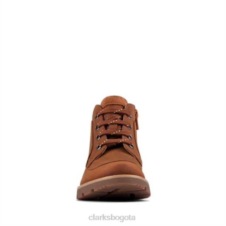 Clarks 0DX8L5932 clarks de cuero bronceado heath lace kid tan leather niños cuero marrón