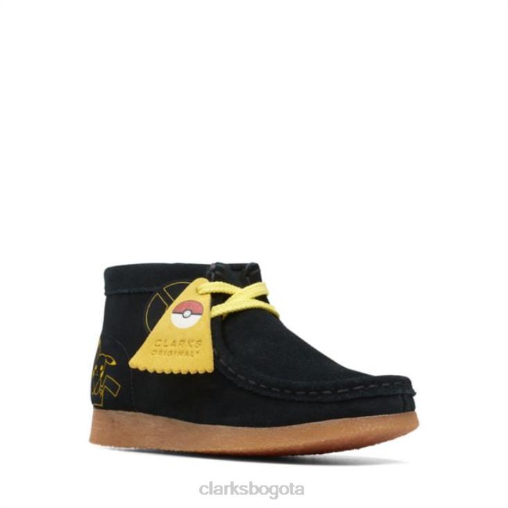 Clarks 0DX8L5938 clarks wallabee mist kid estampado negro estampado negro niños impresión negra