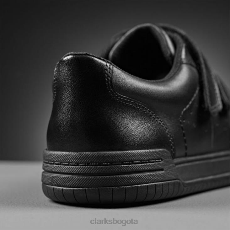 Clarks 0DX8L5940 clarks de cuero negro juvenil laico leonado cuero negro niños cuero negro