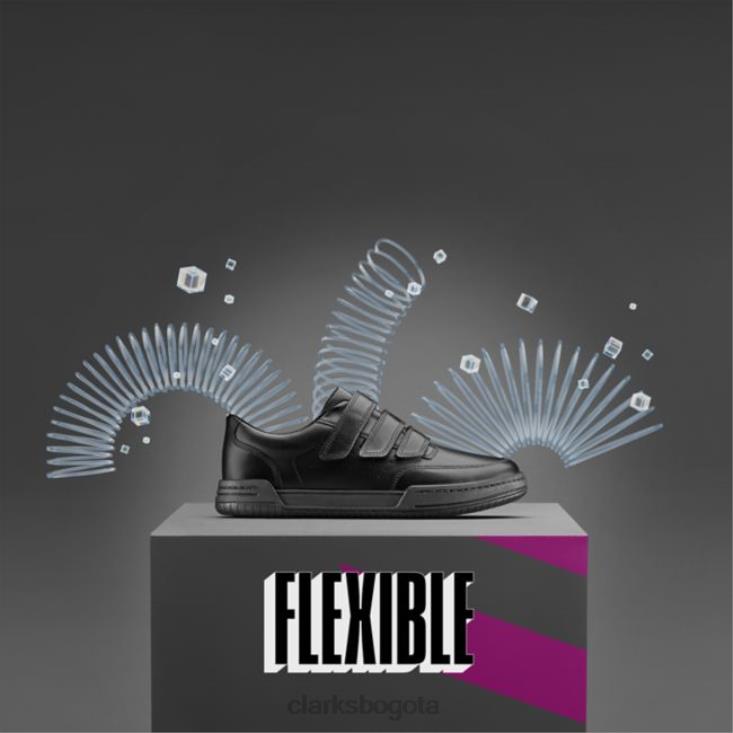 Clarks 0DX8L5946 clarks fawn bar juvenil cuero negro cuero negro niños cuero negro