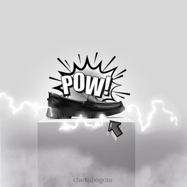 Clarks 0DX8L5968 clarks de cuero negro rama slip juvenil cuero negro unisexo cuero negro