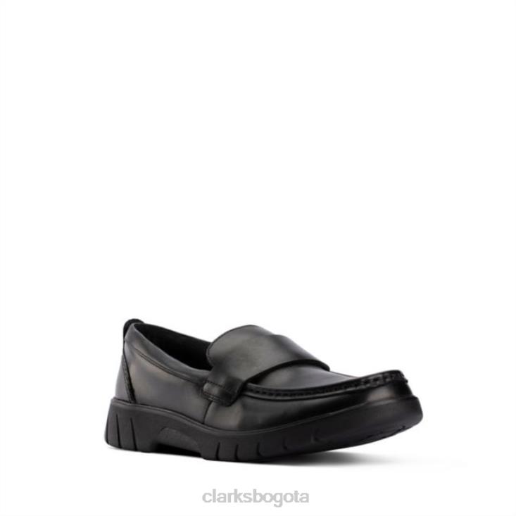 Clarks 0DX8L5968 clarks de cuero negro rama slip juvenil cuero negro unisexo cuero negro