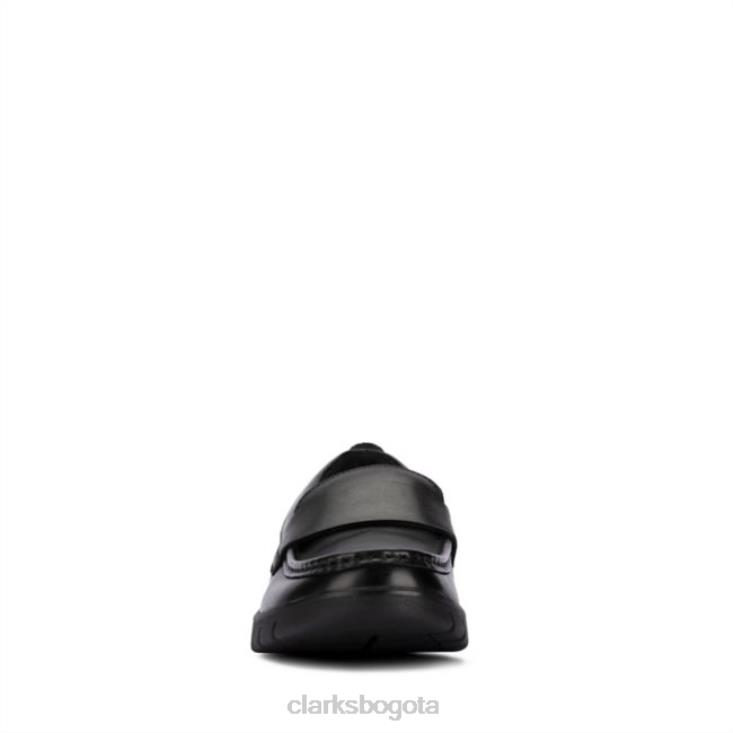 Clarks 0DX8L5968 clarks de cuero negro rama slip juvenil cuero negro unisexo cuero negro