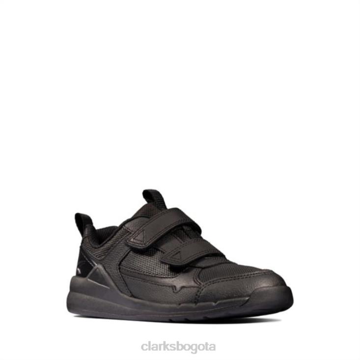 Clarks 0DX8L5972 clarks de cuero negro orbit sprint para niños pequeños niños cuero negro