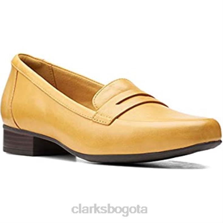 Clarks 0DX8L602 Mocasines Clarks Juliet Coast para mujer de piel baja color amarillo mujer cuero amarillo
