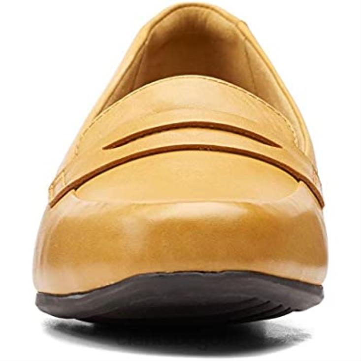 Clarks 0DX8L602 Mocasines Clarks Juliet Coast para mujer de piel baja color amarillo mujer cuero amarillo