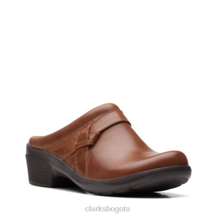 Clarks 0DX8L6023 angie mist cuero tostado oscuro clarks cuero tostado oscuro mujer cuero bronceado oscuro