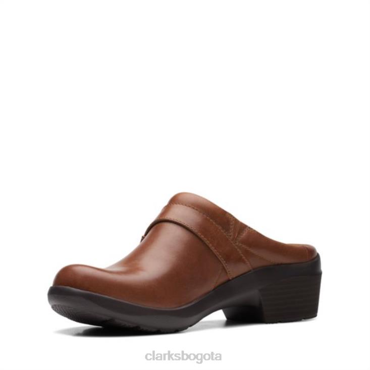 Clarks 0DX8L6023 angie mist cuero tostado oscuro clarks cuero tostado oscuro mujer cuero bronceado oscuro